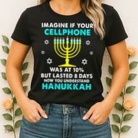 Funny cellphone 8 days understand jewish Hanukkah Chanukah Women's T-Shirt thumb 2