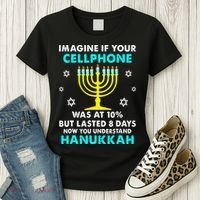 Funny cellphone 8 days understand jewish Hanukkah Chanukah Women's T-Shirt thumb 3