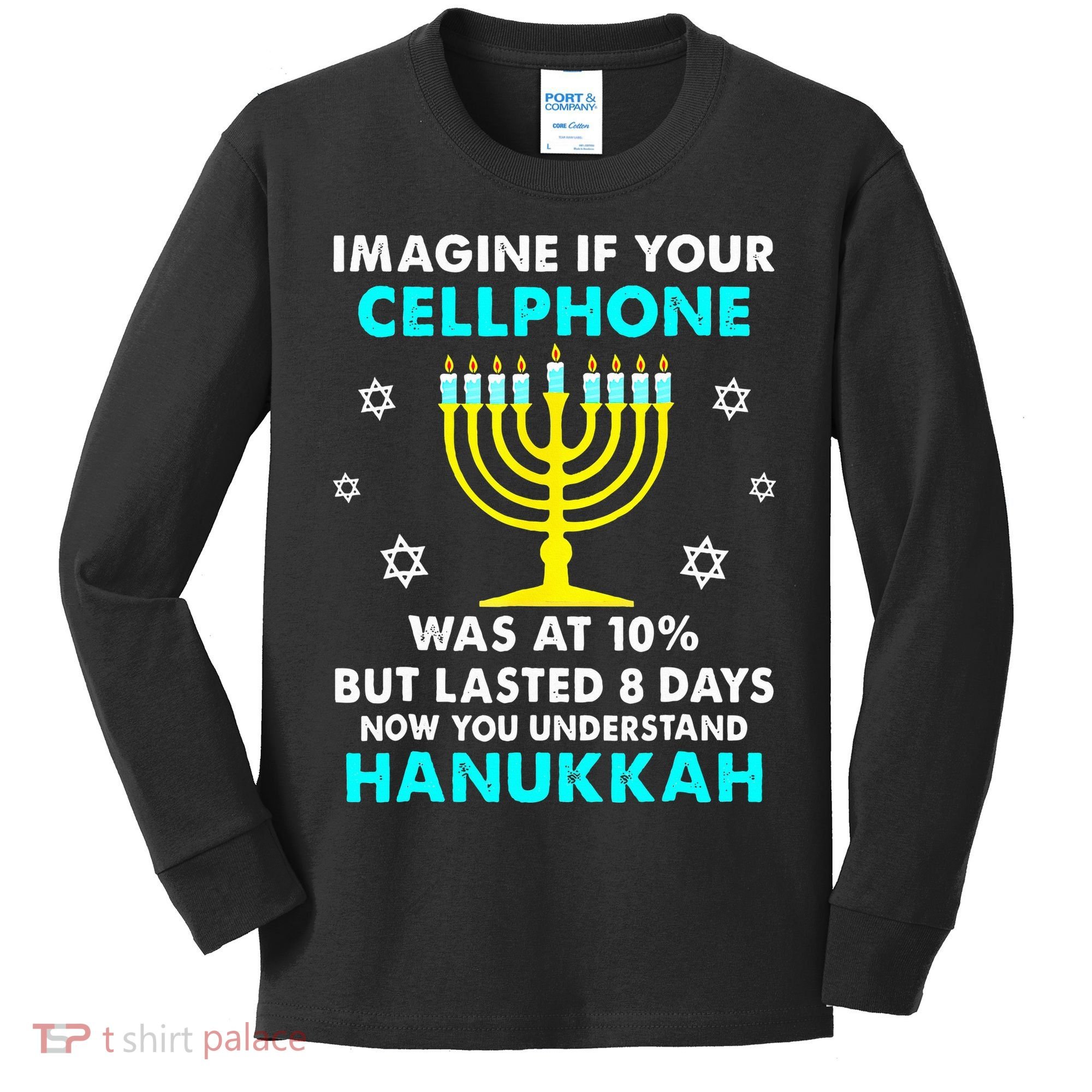 Funny cellphone 8 days understand jewish Hanukkah Chanukah Kids Long Sleeve Shirt