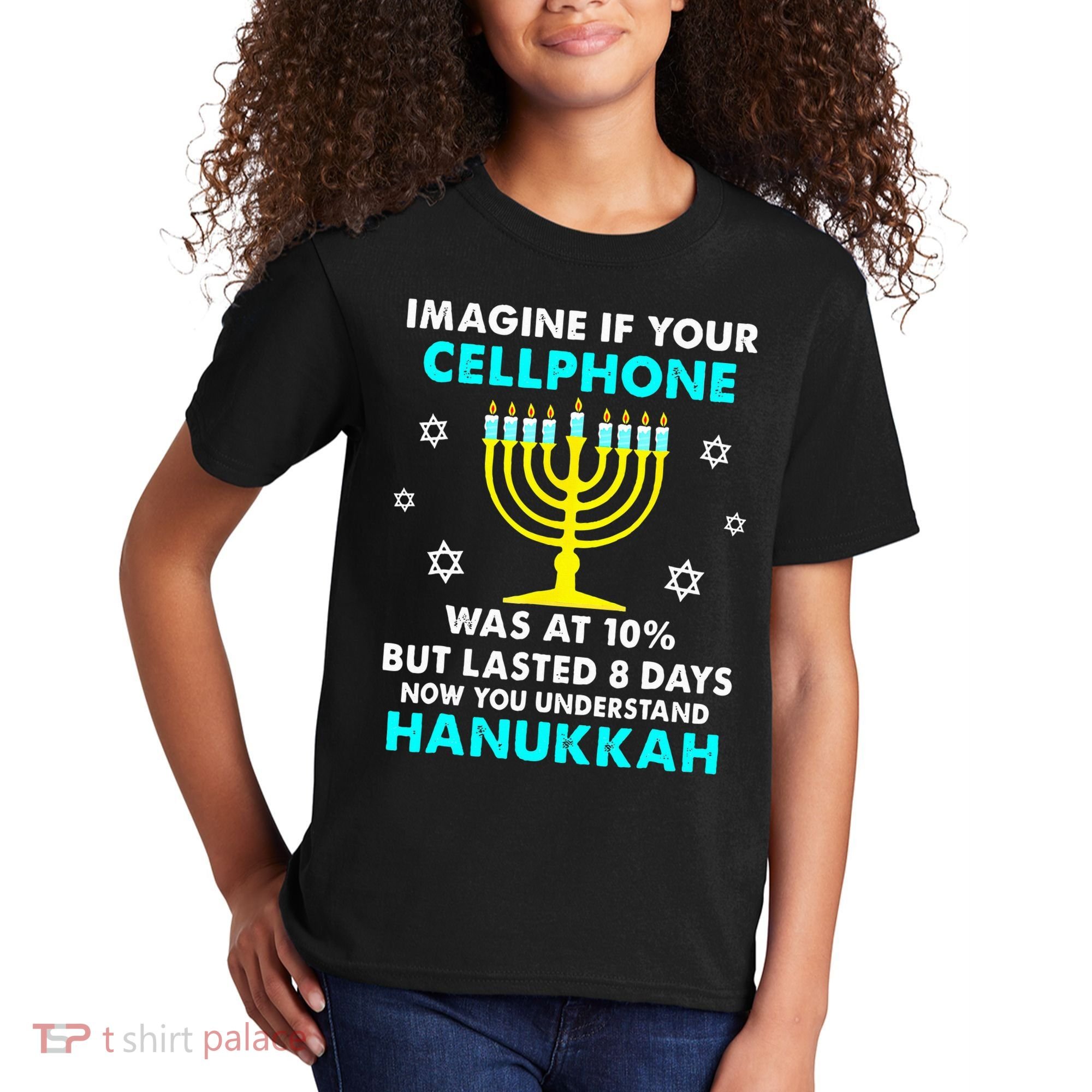 Funny cellphone 8 days understand jewish Hanukkah Chanukah Kids T-Shirt