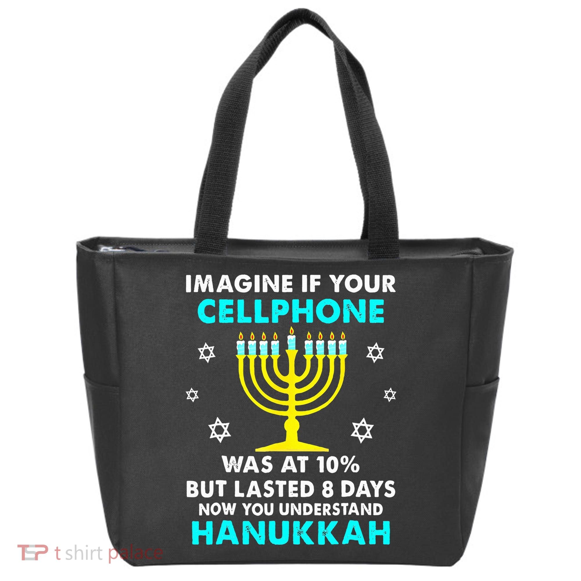 Funny cellphone 8 days understand jewish Hanukkah Chanukah Tote Bag
