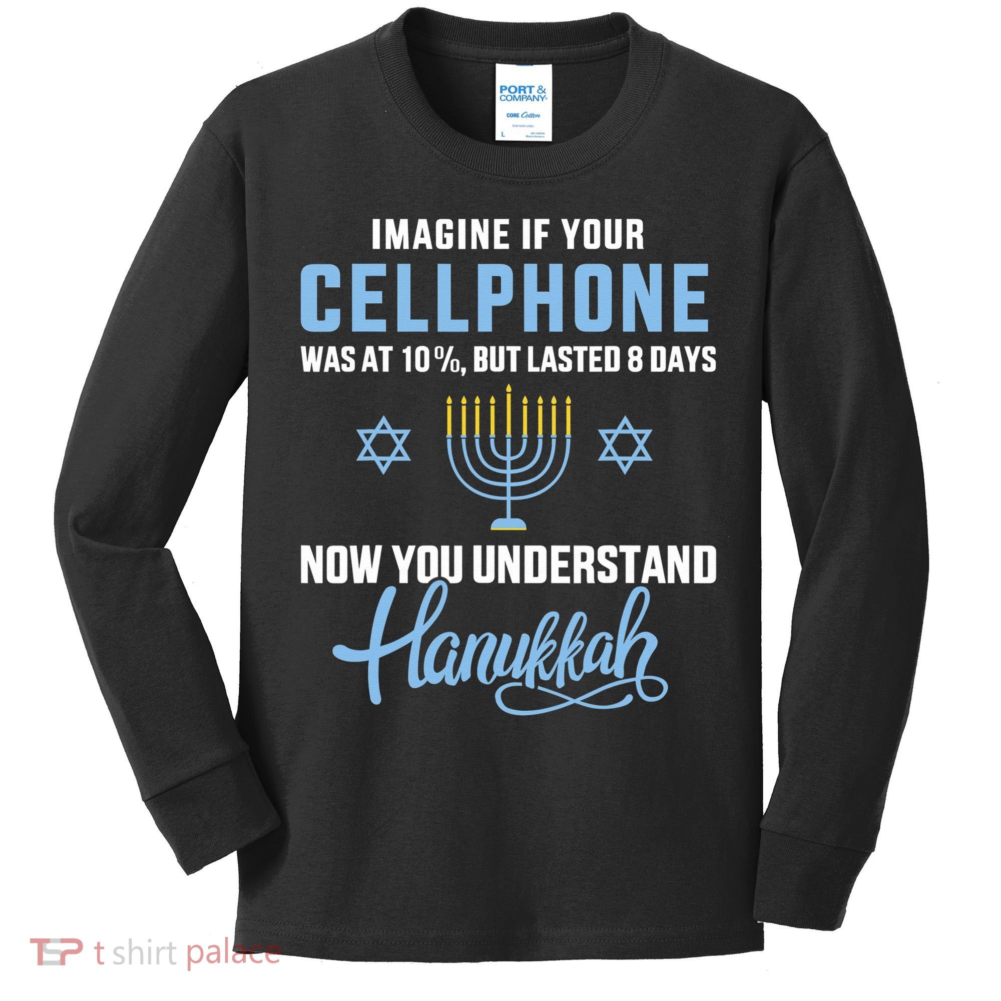 Funny cellphone 8 days understand jewish Hanukkah Chanukah  Kids Long Sleeve Shirt