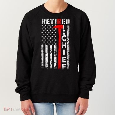 Firefighter Chief American Flag Funny Gift Retired Fire Chief Great Gift Women's Sweatshirt