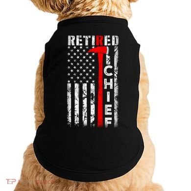 Firefighter Chief American Flag Funny Gift Retired Fire Chief Great Gift Doggie Tank