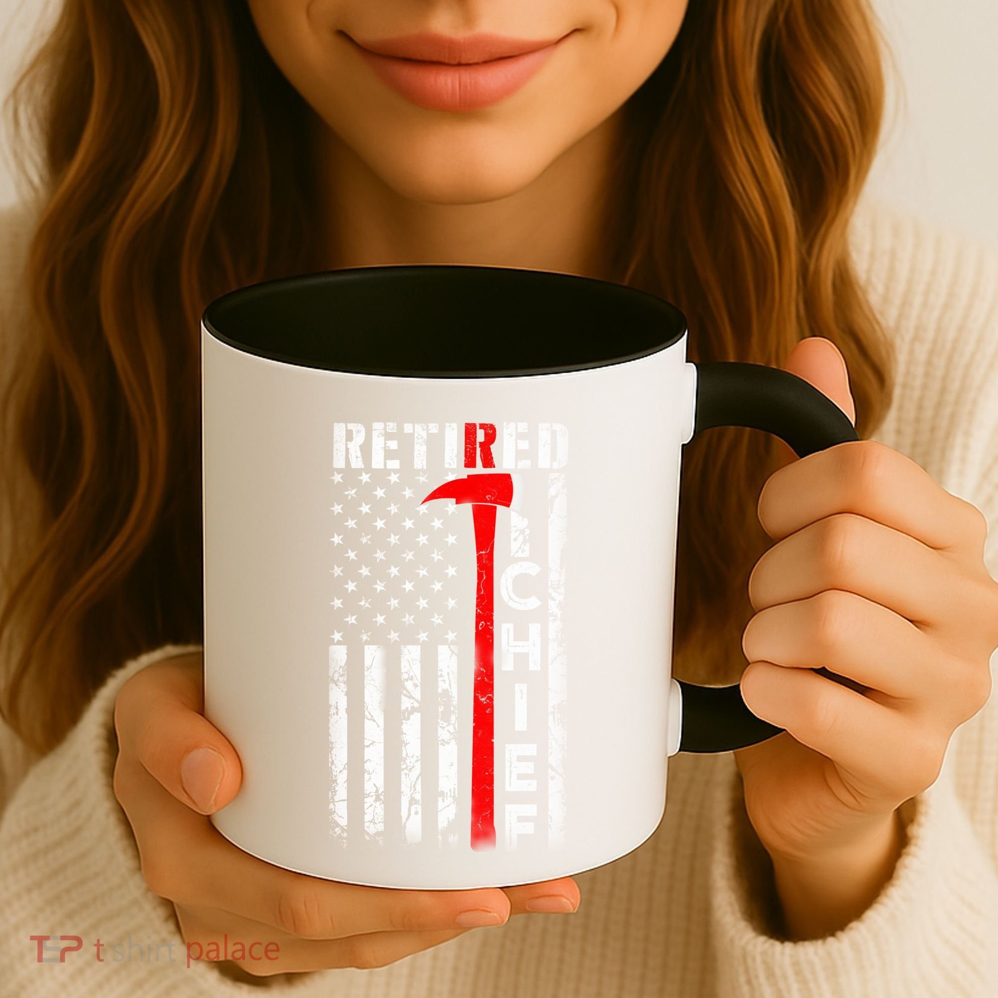 Firefighter Chief American Flag Funny Gift Retired Fire Chief Great Gift Coffee Mug