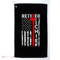 Firefighter Chief American Flag Funny Gift Retired Fire Chief Great Gift Golf Towel thumb 0