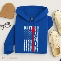 Firefighter Chief American Flag Funny Gift Retired Fire Chief Great Gift Hoodie thumb 4