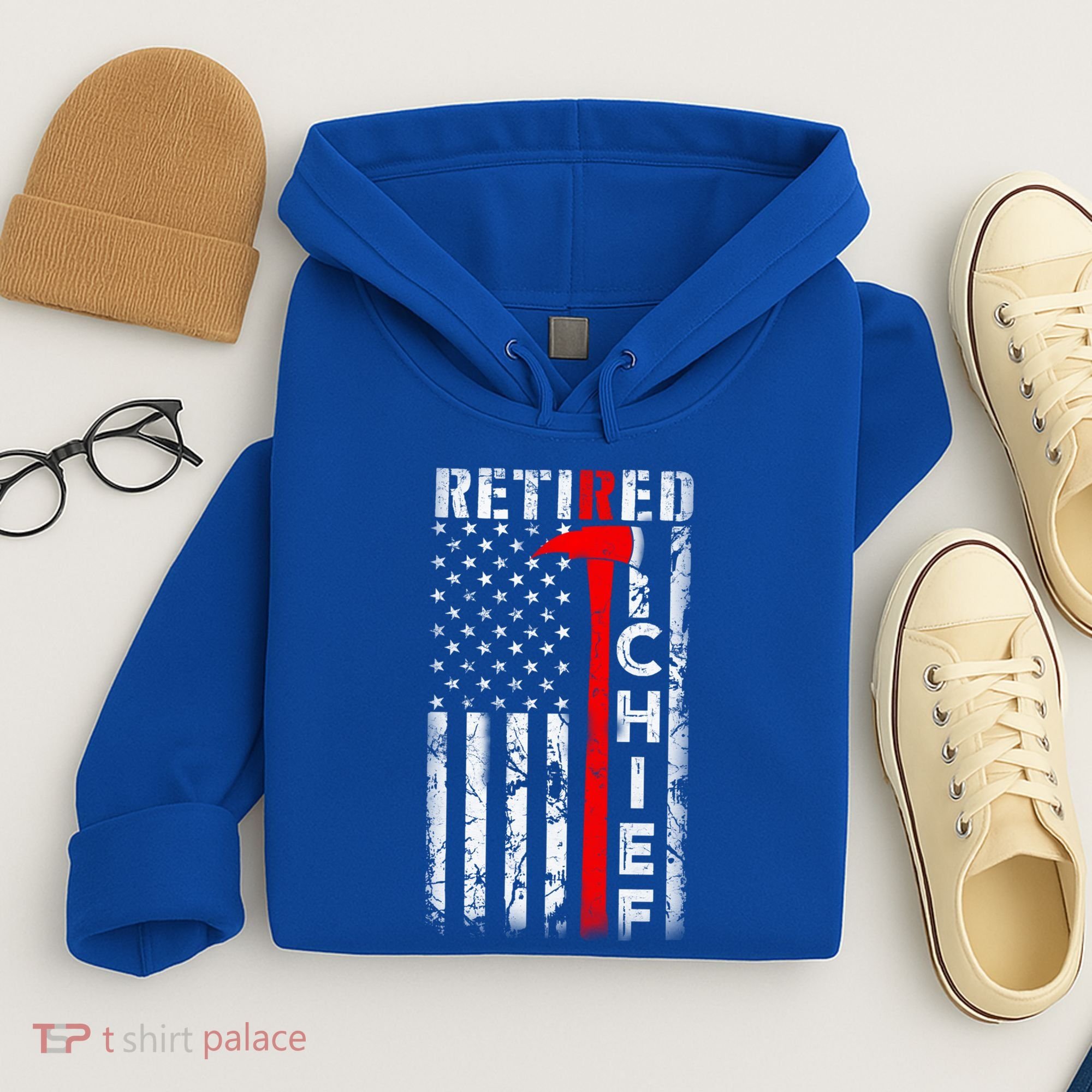 Firefighter Chief American Flag Funny Gift Retired Fire Chief Great Gift Hoodie