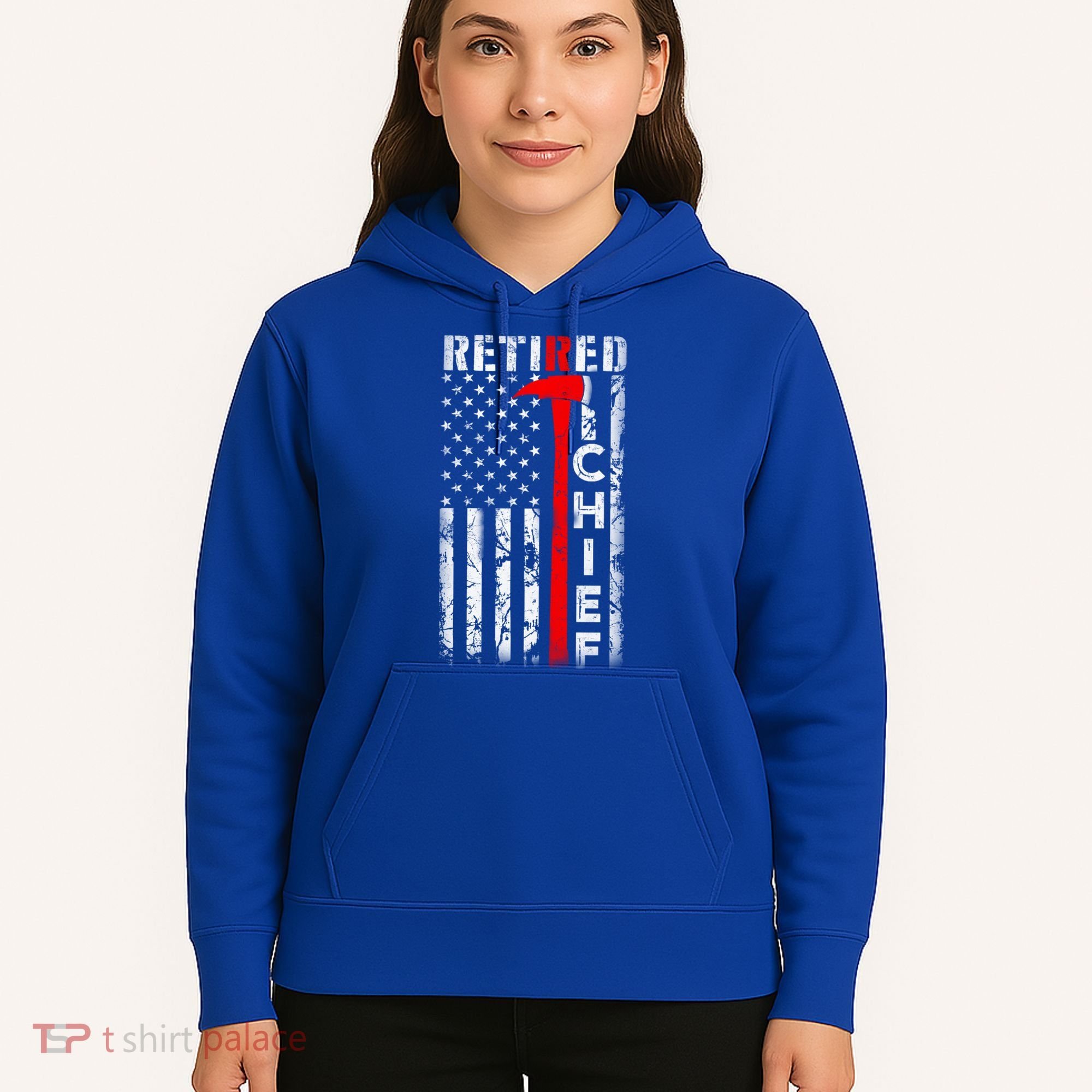 Firefighter Chief American Flag Funny Gift Retired Fire Chief Great Gift Hoodie