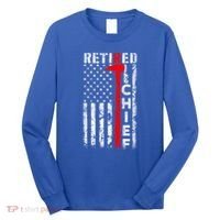 Firefighter Chief American Flag Funny Gift Retired Fire Chief Great Gift Long Sleeve Shirt thumb 0