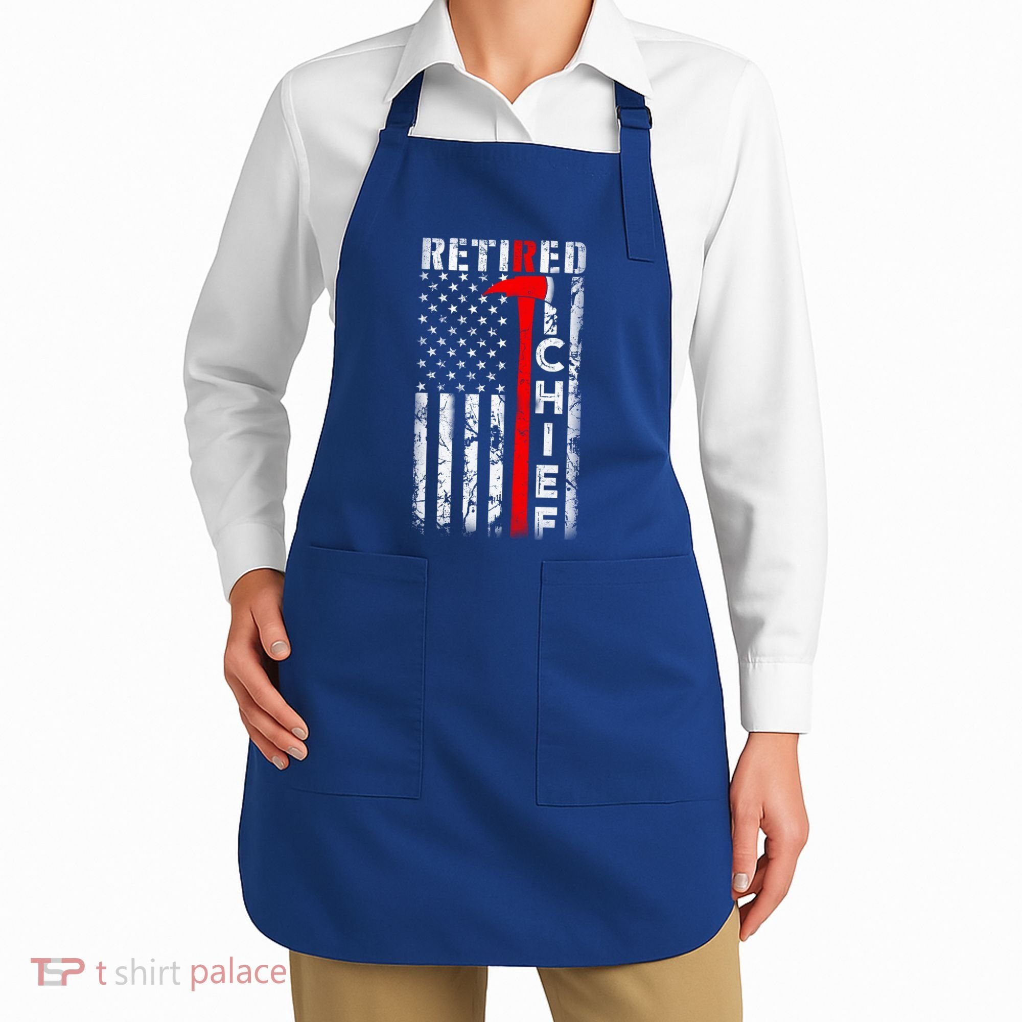 Firefighter Chief American Flag Funny Gift Retired Fire Chief Great Gift Apron