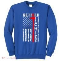 Firefighter Chief American Flag Funny Gift Retired Fire Chief Great Gift Sweatshirt thumb 0
