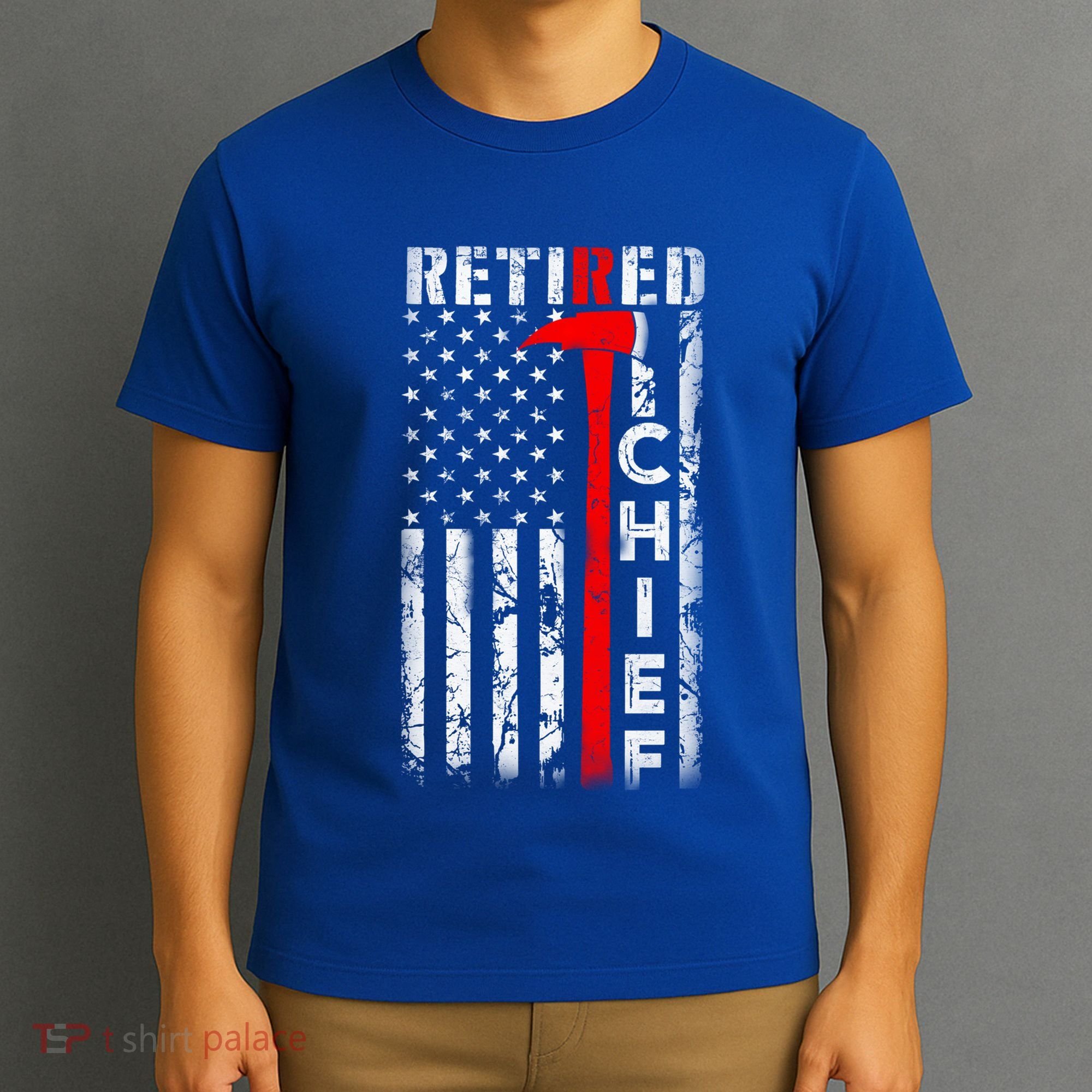 Firefighter Chief American Flag Funny Gift Retired Fire Chief Great Gift T-Shirt