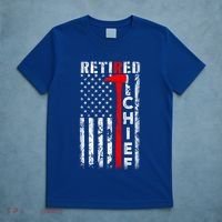 Firefighter Chief American Flag Funny Gift Retired Fire Chief Great Gift T-Shirt thumb 5