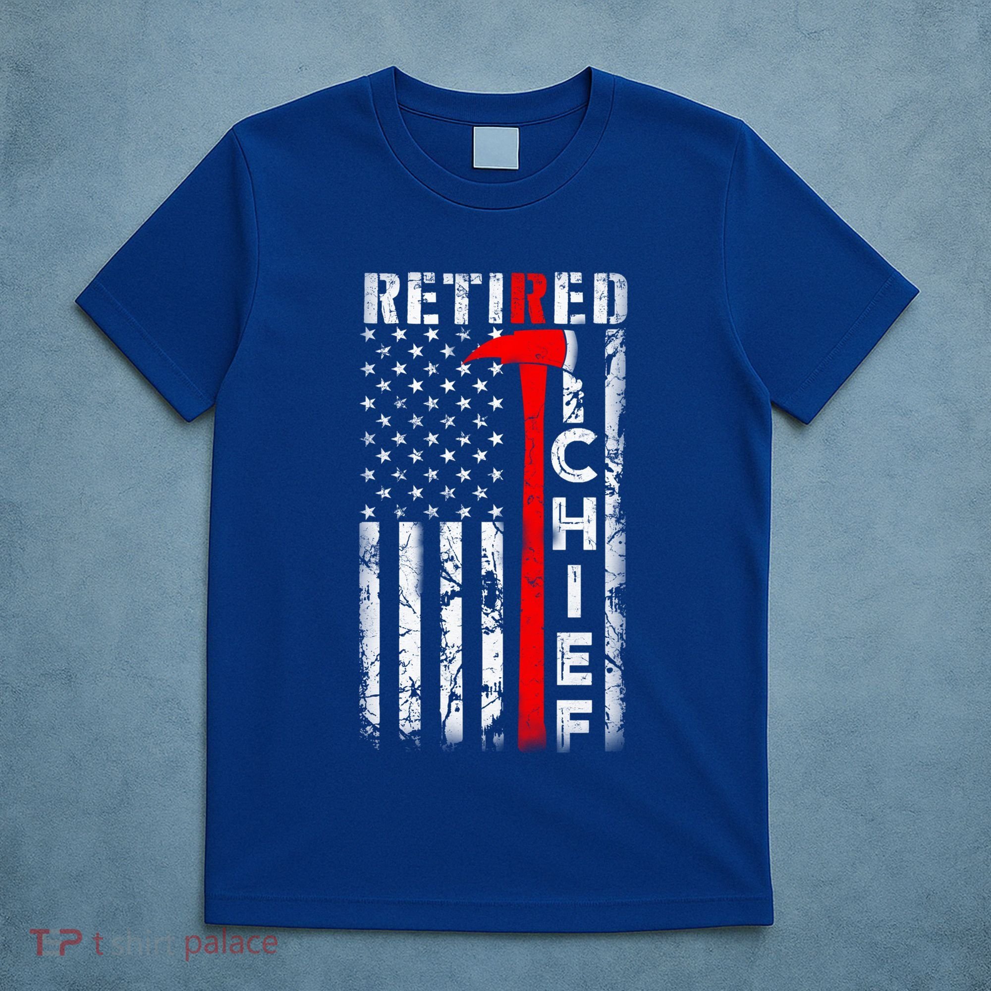 Firefighter Chief American Flag Funny Gift Retired Fire Chief Great Gift T-Shirt