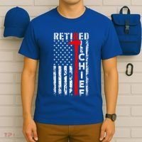 Firefighter Chief American Flag Funny Gift Retired Fire Chief Great Gift T-Shirt thumb 6