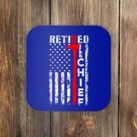 Firefighter Chief American Flag Funny Gift Retired Fire Chief Great Gift Coaster thumb 0