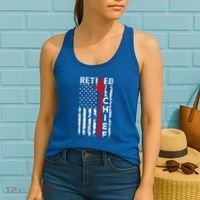 Firefighter Chief American Flag Funny Gift Retired Fire Chief Great Gift Women's Tank Top thumb 2