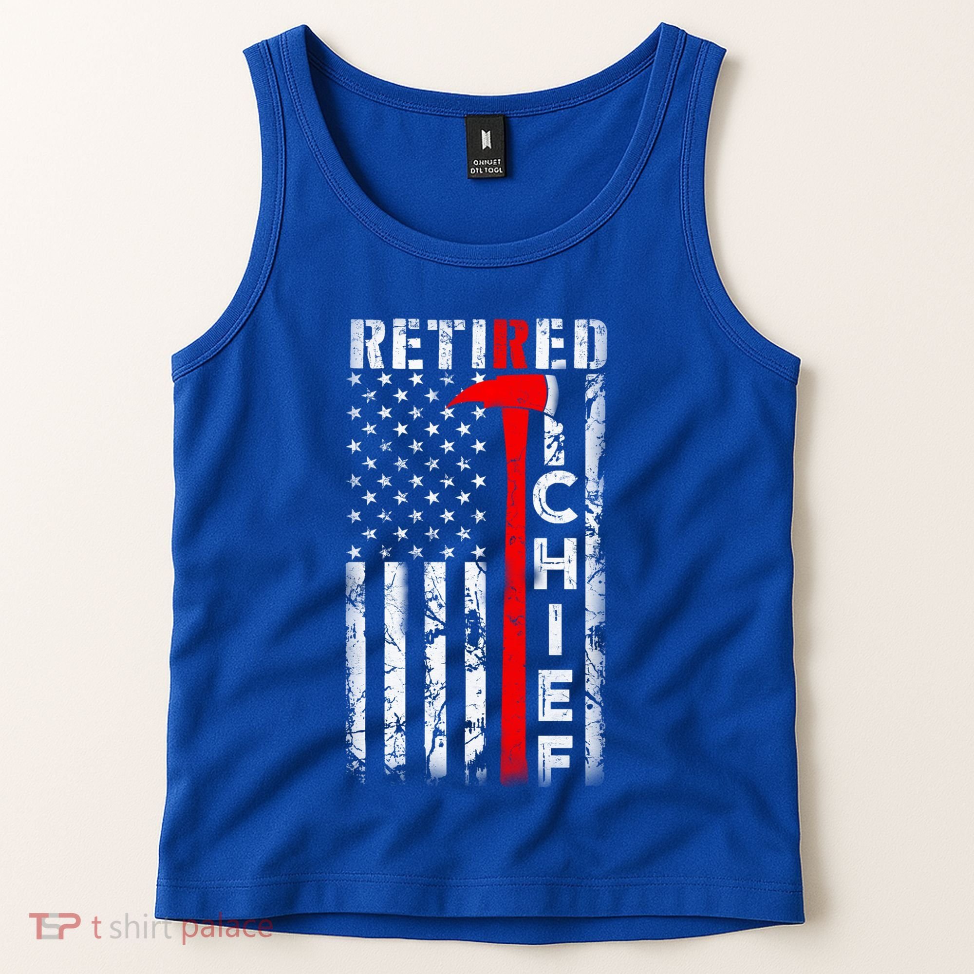 Firefighter Chief American Flag Funny Gift Retired Fire Chief Great Gift Tank Top