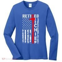 Firefighter Chief American Flag Funny Gift Retired Fire Chief Great Gift Women's Long Sleeve Shirt thumb 0