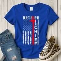 Firefighter Chief American Flag Funny Gift Retired Fire Chief Great Gift Women's T-Shirt thumb 3