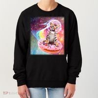 Funny Cute Astronaut Kitty On Rainbow Sprinkle Donut Women's Sweatshirt thumb 0