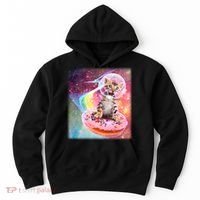 Funny Cute Astronaut Kitty On Rainbow Sprinkle Donut Hoodie thumb 0