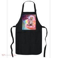 Funny Cute Astronaut Kitty On Rainbow Sprinkle Donut Apron thumb 0