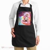 Funny Cute Astronaut Kitty On Rainbow Sprinkle Donut Apron thumb 2