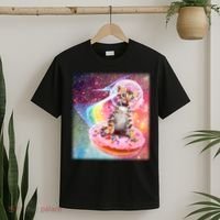 Funny Cute Astronaut Kitty On Rainbow Sprinkle Donut T-Shirt thumb 2