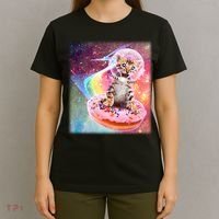 Funny Cute Astronaut Kitty On Rainbow Sprinkle Donut T-Shirt thumb 4
