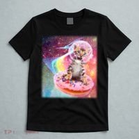 Funny Cute Astronaut Kitty On Rainbow Sprinkle Donut T-Shirt thumb 5