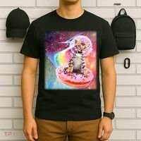 Funny Cute Astronaut Kitty On Rainbow Sprinkle Donut T-Shirt thumb 6