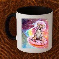 Funny Cute Astronaut Kitty On Rainbow Sprinkle Donut Coffee Mug thumb 2
