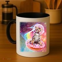 Funny Cute Astronaut Kitty On Rainbow Sprinkle Donut Coffee Mug thumb 4