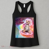 Funny Cute Astronaut Kitty On Rainbow Sprinkle Donut Women's Tank Top thumb 3