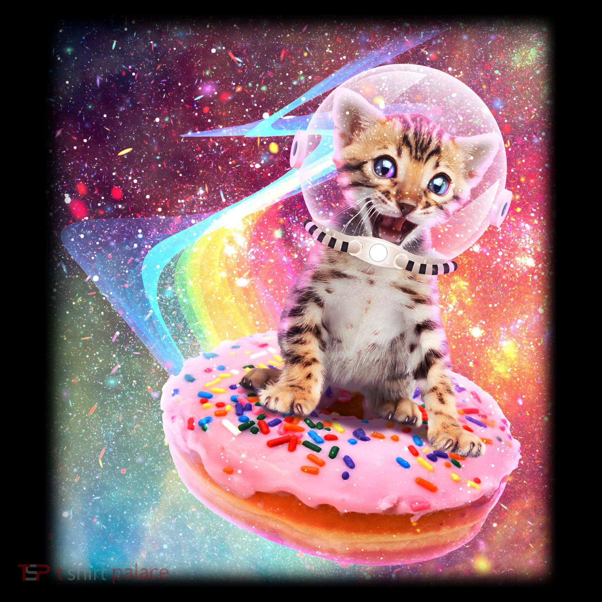 Funny Cute Astronaut Kitty On Rainbow Sprinkle Donut Baby Bodysuit