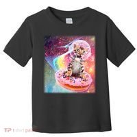 Funny Cute Astronaut Kitty On Rainbow Sprinkle Donut Toddler T-Shirt thumb 0