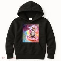 Funny Cute Astronaut Kitty On Rainbow Sprinkle Donut Kids Hoodie thumb 0