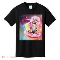 Funny Cute Astronaut Kitty On Rainbow Sprinkle Donut Kids T-Shirt thumb 0