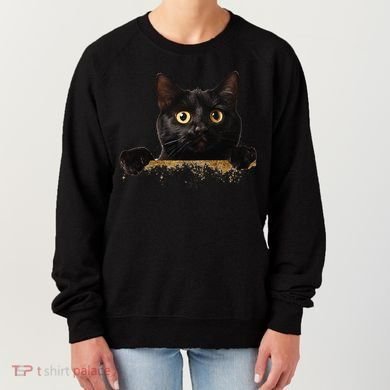 Funny Curious Adorable Cat Black Peeking Kitten Pet Lovers Women's Sweatshirt