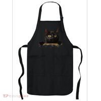Funny Curious Adorable Cat Black Peeking Kitten Pet Lovers Apron thumb 0