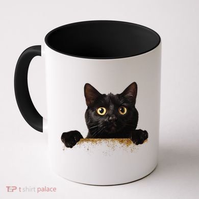 Funny Curious Adorable Cat Black Peeking Kitten Pet Lovers Coffee Mug