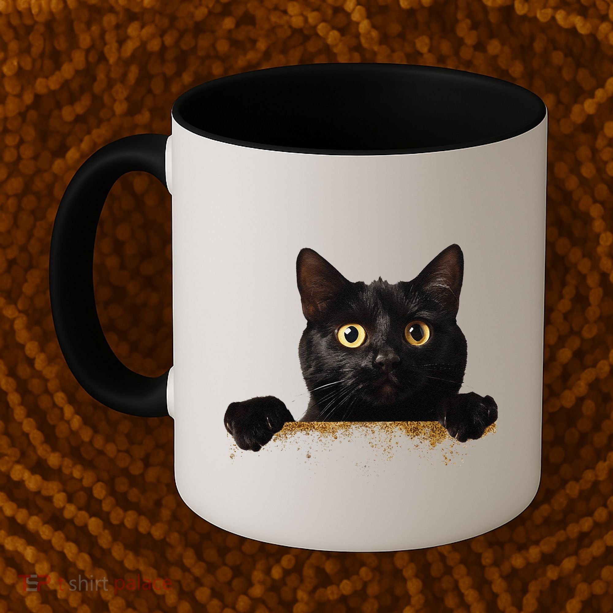 Funny Curious Adorable Cat Black Peeking Kitten Pet Lovers Coffee Mug