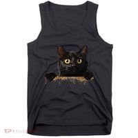 Funny Curious Adorable Cat Black Peeking Kitten Pet Lovers Tank Top thumb 0