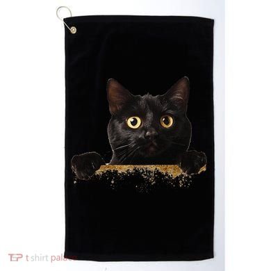 Funny Curious Adorable Cat Black Peeking Kitten Pet Lovers Golf Towel
