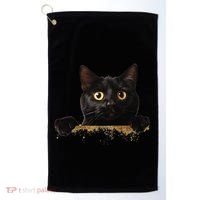Funny Curious Adorable Cat Black Peeking Kitten Pet Lovers Golf Towel thumb 0