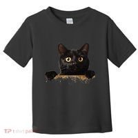 Funny Curious Adorable Cat Black Peeking Kitten Pet Lovers Toddler T-Shirt thumb 0
