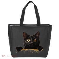 Funny Curious Adorable Cat Black Peeking Kitten Pet Lovers Tote Bag thumb 0