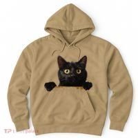 Funny Curious Adorable Cat Black Peeking Kitten Pet Lovers Hoodie thumb 0